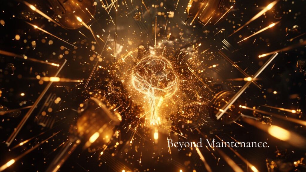 若返りの新仮説を象徴する、指揮者不在のオーケストラと生命システムの不協和音をイメージしたアート